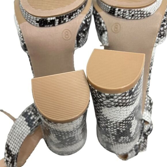 LULUS PRIYA Snakeskin Swifty Chunky High Heel Platform Peep Toe Shoes Sandals 8 - Picture 16 of 16